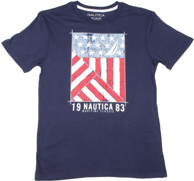 

Nautica Boys Printed Cotton T Shirt(Dark Blue