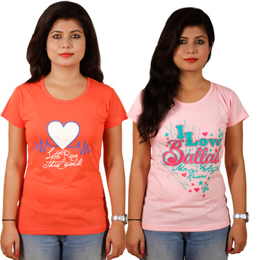 

Tryd Printed Women's Round Neck Multicolor T-Shirt(Pack of 2