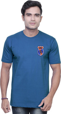 Fashionable Solid Men Round Neck Blue T-Shirt