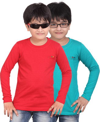 

FabTag - Dongli Boys Solid, Self Design T Shirt(Multicolor, Pack of 2, Multicolor_10
