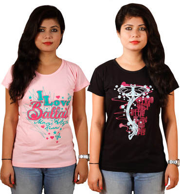 

Tryd Printed Women' Round Neck Multicolor T-Shirt(Pack of 2