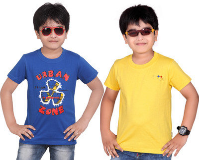 

Dongli Boys Solid T Shirt(Yellow, Pack of 2), Yellow & dark blue