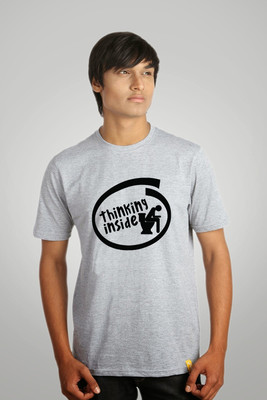 

Campus Sutra Printed Men Round Neck Grey T-Shirt