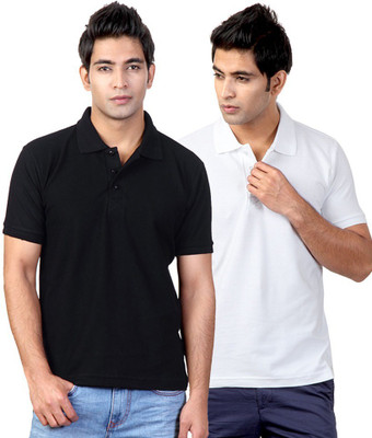 

Eagle Buzz Solid Men's Polo Neck Multicolor T-Shirt(Pack of 2, Black;white