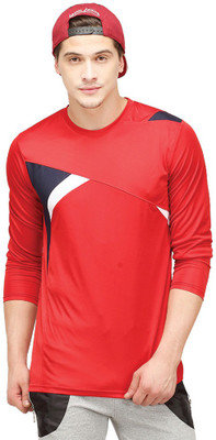 

Campus Sutra Solid Men Round Neck Red T-Shirt