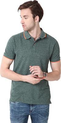 

Mudo Solid Men's Mandarin Collar Green T-Shirt