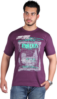 

Shineway Printed Men's Round Neck Multicolor T-Shirt, Mouve