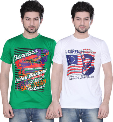 

Zebu Printed Men's Round Neck Multicolor T-Shirt(Pack of 2