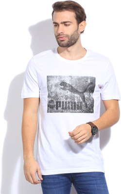 

Puma Printed Men's Round Neck White T-Shirt