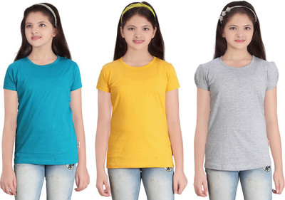 

FabTag - Sini Mini Girls Solid T Shirt(Multicolor