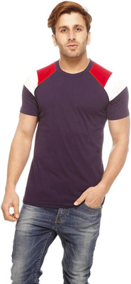 

Gritstones Solid Men' Round Neck Purple T-Shirt