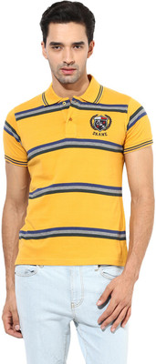 

Okane Striped Men's Polo Neck Yellow T-Shirt, Mustard