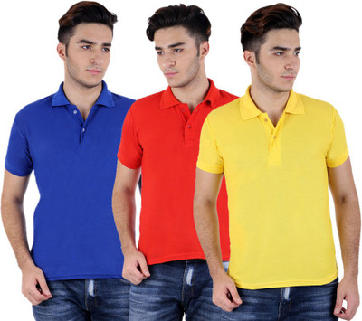 

Sanvi Traders Solid Men Polo Neck Multicolor T-Shirt(Pack of 3