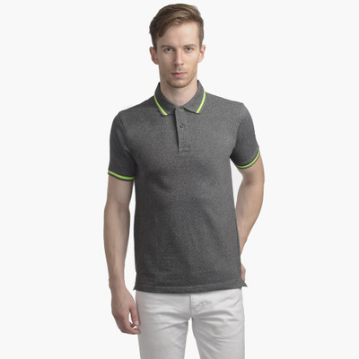 

WRIG Solid Men's Polo Neck Grey T-Shirt