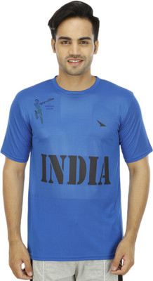 

PRO Lapes Printed Men's Round Neck Blue T-Shirt
