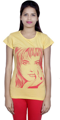 

IndiWeaves Girls Printed Cotton T Shirt(Yellow, Pack of 1)