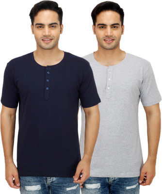 

Sanvi Traders Solid Men Henley Multicolor T-Shirt(Pack of 2