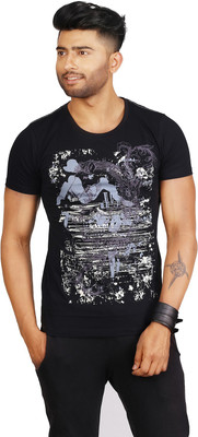 

Masculino Latino Printed Men's Round Neck Purple T-Shirt