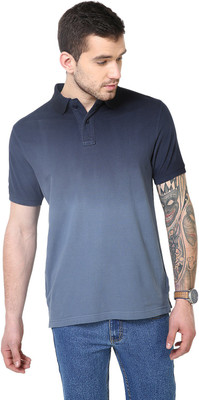 

Mudo Solid Men's Mandarin Collar Blue T-Shirt, Blue;white