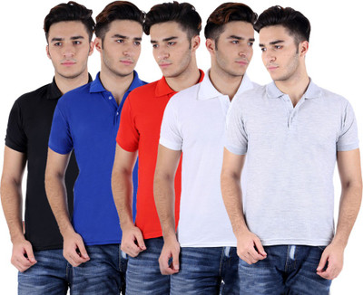 

Sanvi Traders Solid Men Polo Neck Multicolor T-Shirt(Pack of 5