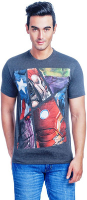 

Avengers Printed Men' Round Neck Dark Blue T-Shirt, Anthra melange