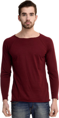 

Mi Moda Solid Men's Round Neck Maroon T-Shirt