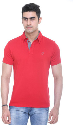

Colors & Blends Solid Men' Polo Neck Red T-Shirt