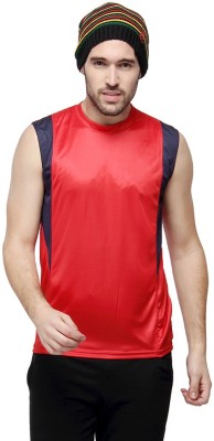 CAMPUS SUTRA Solid Men Round Neck Red T-Shirt