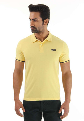 

Flying Machine Solid Men' Polo Neck Yellow T-Shirt, Popcorn