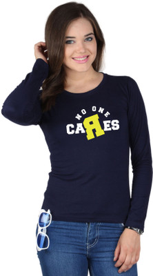

SayItLoud Printed Women's Round Neck Blue T-Shirt, Navy