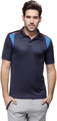 

Campus Sutra Solid Men Polo Neck Blue T-Shirt