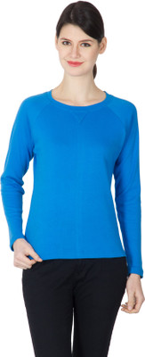 

Hypernation Solid Women' Round Neck Blue T-Shirt