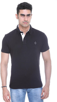 

Colors & Blends Solid Men's Polo Neck Black T-Shirt