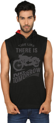 

SayItLoud Printed Men' Hooded Black T-Shirt