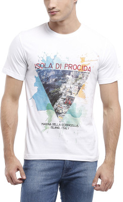 

Parx Printed Men's Round Neck White T-Shirt