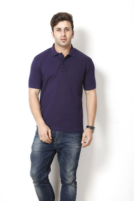 

Gritstones Solid Men's Polo Neck Purple T-Shirt, Dark blue