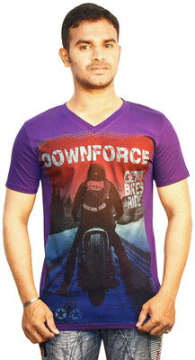 

Harsha Printed Men's V-neck Purple T-Shirt