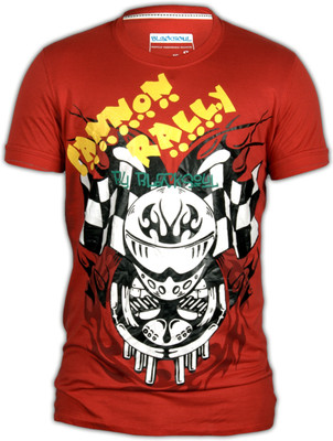 

Black Soul Printed Men's Round Neck Red T-Shirt, Ribbon