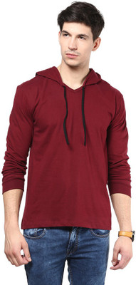 

Izinc Solid Men's Hooded Maroon T-Shirt