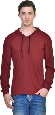 

Izinc Solid Men's Hooded Maroon T-Shirt