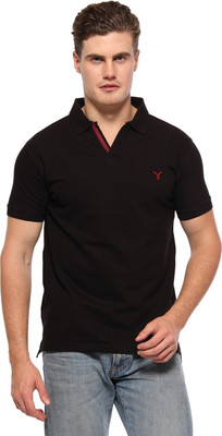

Youthen Solid Men's Polo Neck Black T-Shirt