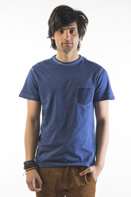 

Srota Solid Men's Round Neck Blue T-Shirt
