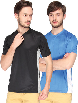 

Campus Sutra Solid Men Round Neck Denim Black, Blue T-Shirt(Pack of 2), Black;royal blue