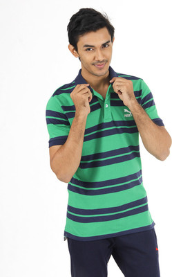 

Puma Striped Men' Polo Neck Green, Blue T-Shirt, Fern green- peacoat
