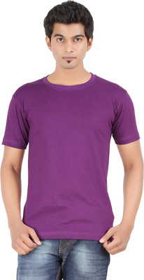 

FLEXIMAA Solid Men' Round Neck Purple T-Shirt