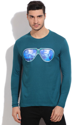 

Fila Printed Men' Round Neck Blue T-Shirt, Ptr blu