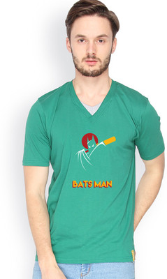 

Campus Sutra Solid Men V-neck Dark Green T-Shirt, Bottle green