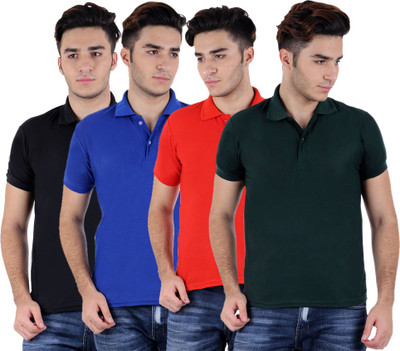 

Sanvi Traders Solid Men Polo Neck Multicolor T-Shirt(Pack of 4