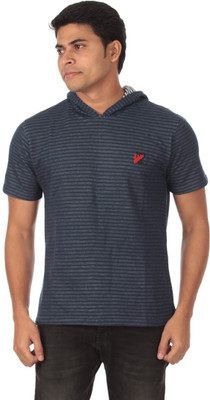 

Rampwaq Striped Men's Polo Neck Blue T-Shirt