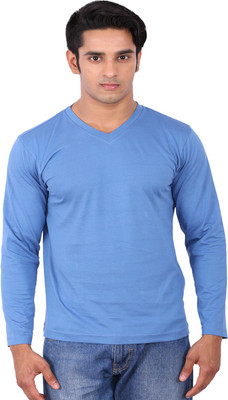

Rat Trap Solid Men' V-neck Blue T-Shirt, Deep blue